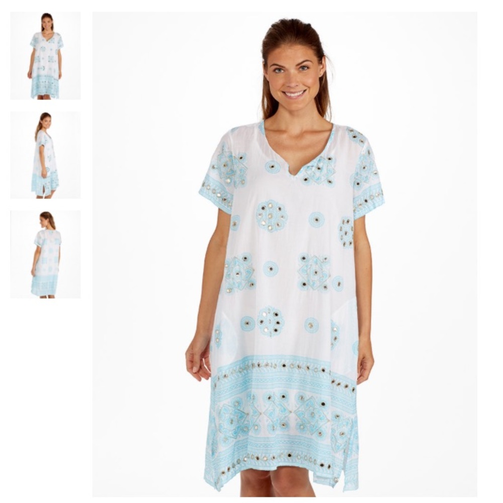 Ruby Yaya White & Blue Padova Sheer Dress